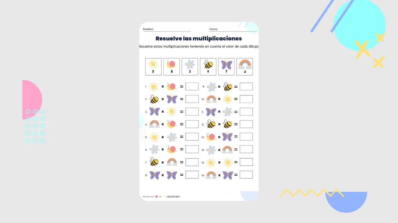Resuelve las multiplicaciones